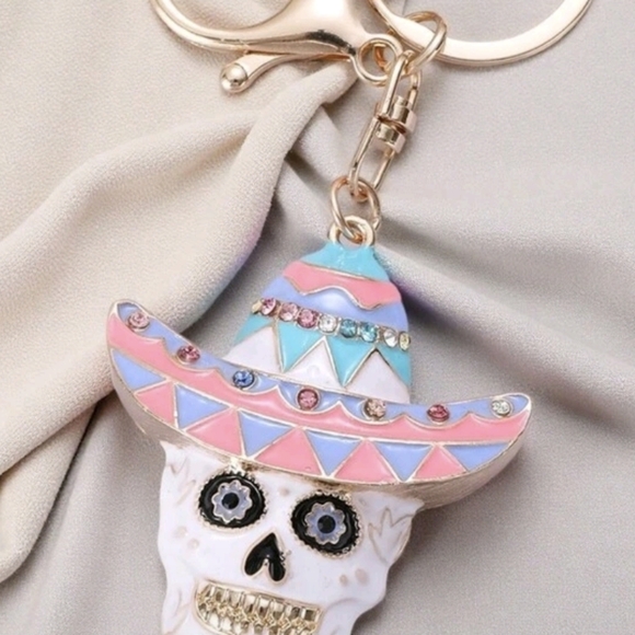 Dia de los muertos/ Day Of The Dead Sugar Skulls Bag Charm/ Keychain NEW, 3 Opts - Picture 2 of 12